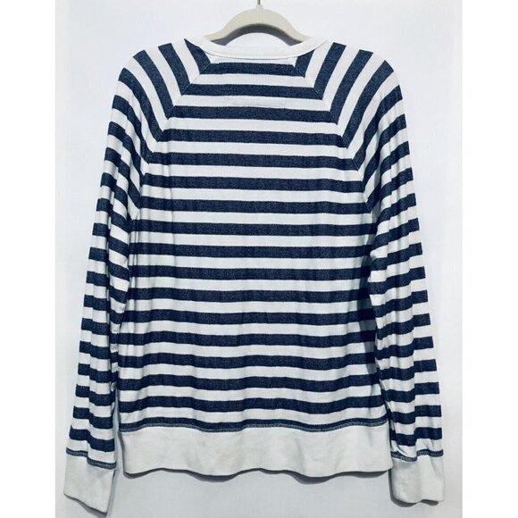 Banana Republic Mens Large Blue Striped Raglan Sweatshirt Sweater Cotton - Picture 3 of 5
